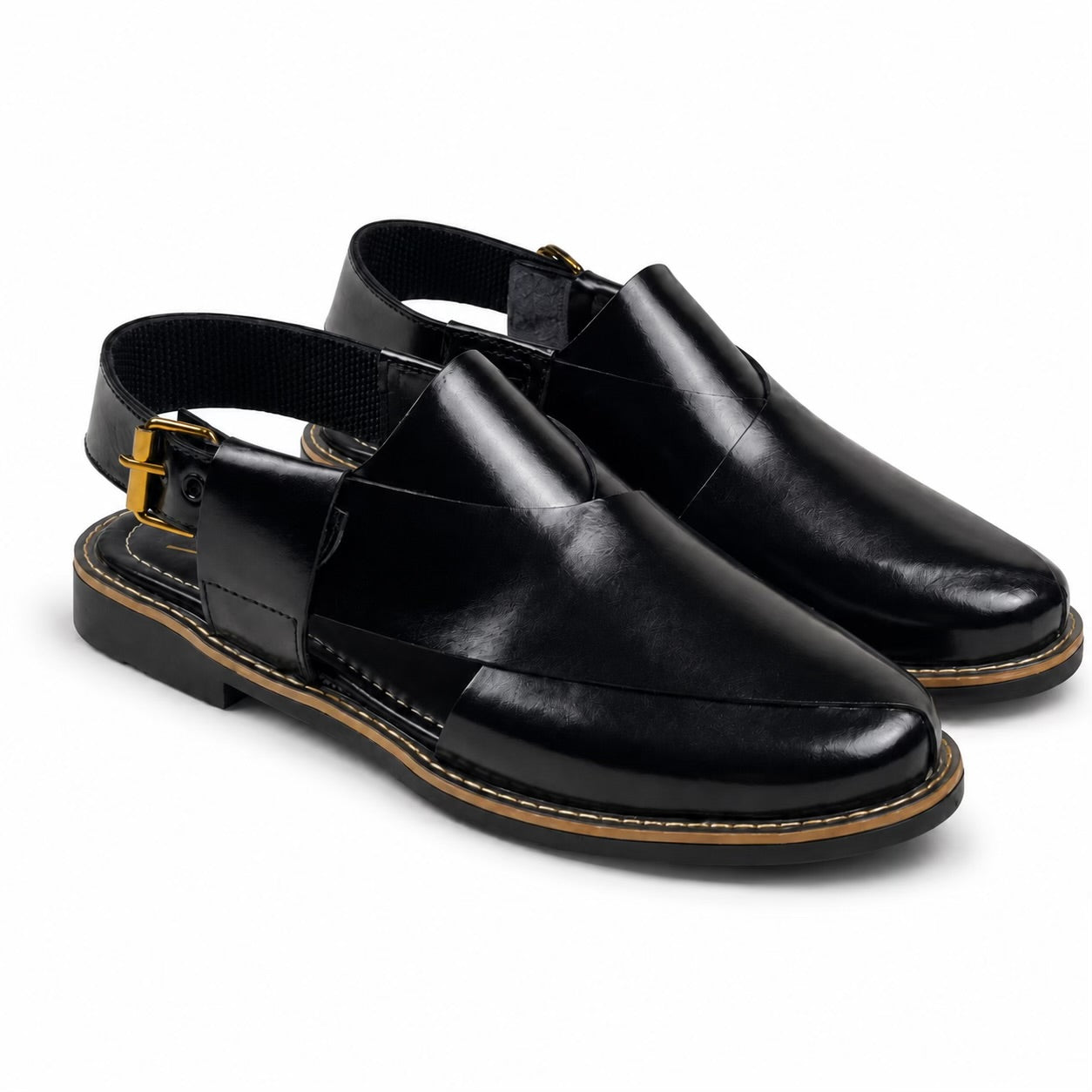 JET BLACK STICHED SOLE PESHAWARI