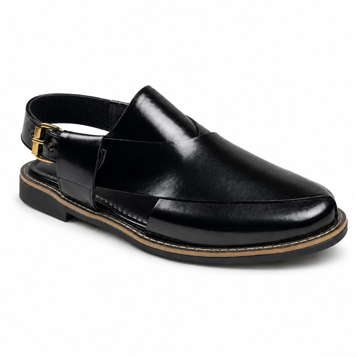 JET BLACK STICHED SOLE PESHAWARI