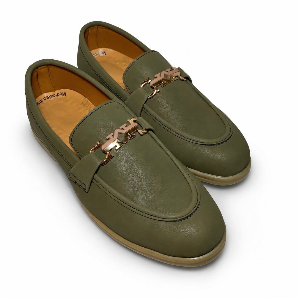 OLIVE GREEN ROYAL BUCKLE LOAFER