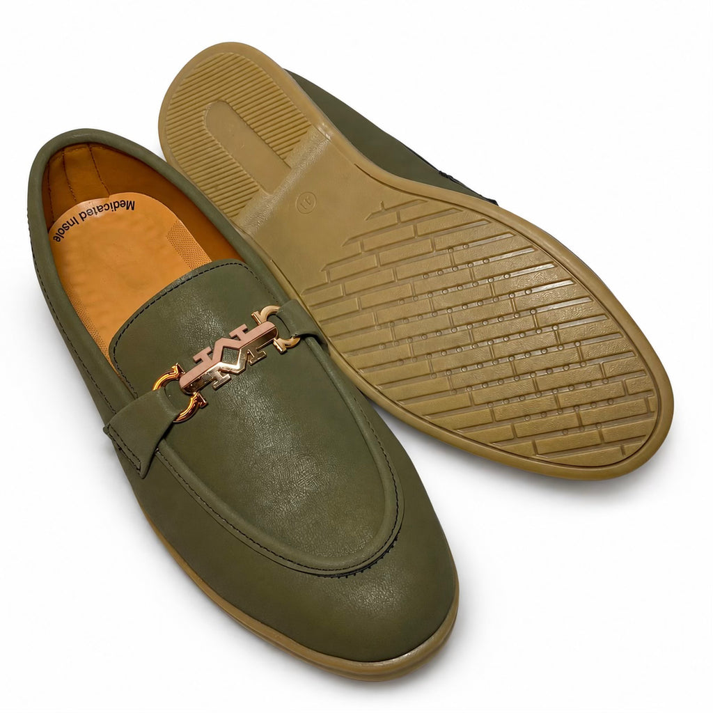 OLIVE GREEN ROYAL BUCKLE LOAFER