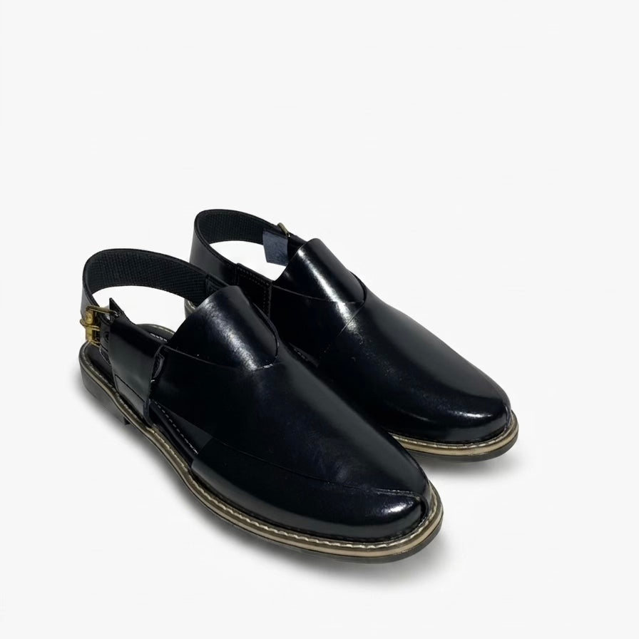 JET BLACK STICHED SOLE PESHAWARI