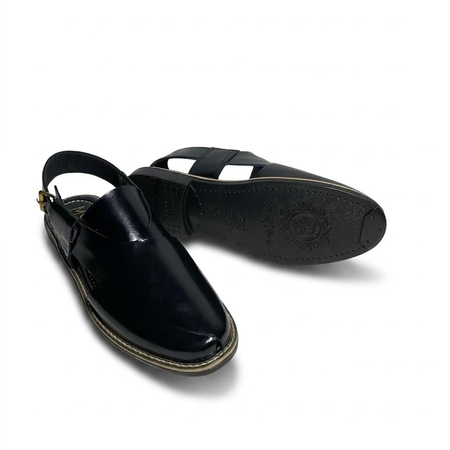 JET BLACK STICHED SOLE PESHAWARI