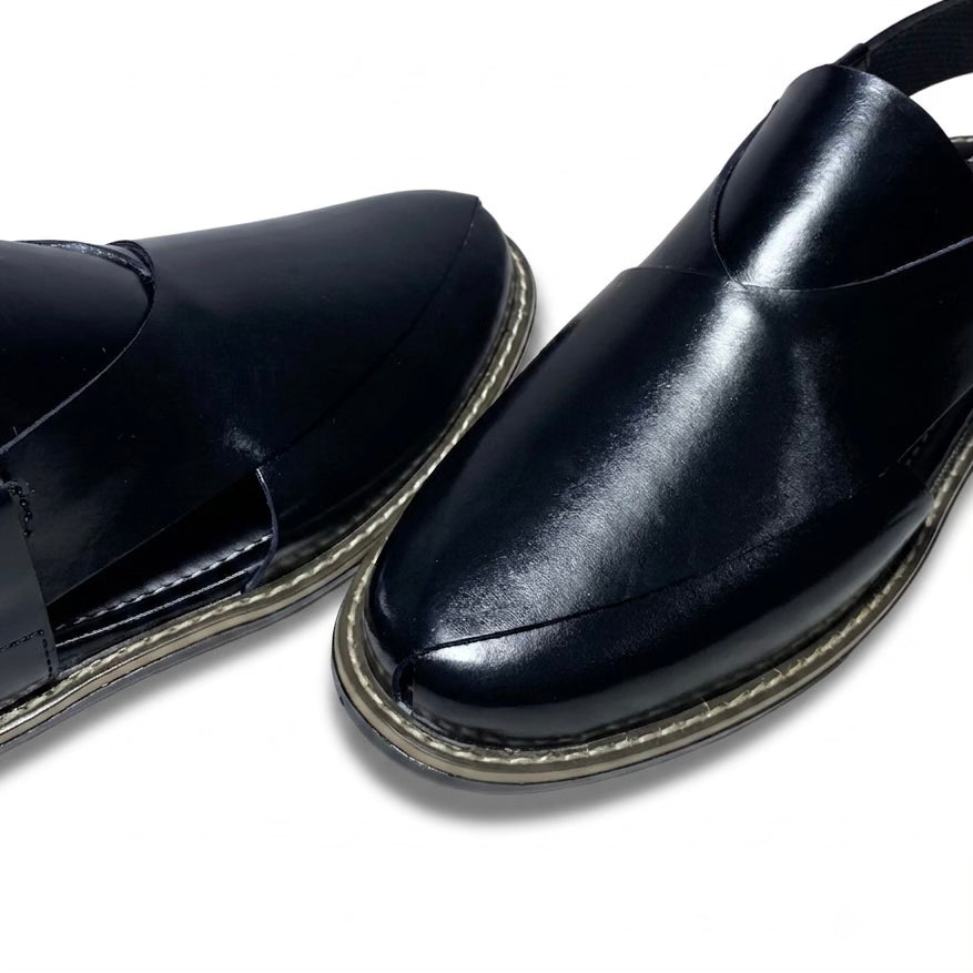JET BLACK STICHED SOLE PESHAWARI