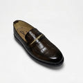 Brown Crocodile Textured Medicated Loafer